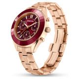 Swarovski Octea Lux Burgundy Watch with Rose Gold Metal Strap