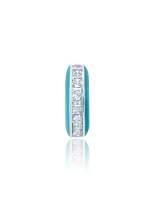 Crislu Teal Enamel  Cuff Earring in Platinum Plating 