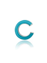 Crislu Teal Enamel  Cuff Earring in Platinum Plating 