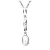 Hot Diamonds Pearl Long Drop Silver Pendant