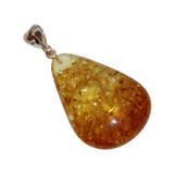 Baltic Amber Pendant - Warm Honey Teardrop Sterling Silver Natural Blend