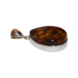 Baltic Amber Pendant - Cognac Oval Cabochon in Silver Setting