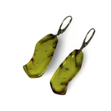Baltic Amber Earrings - Olive Green Abstract Freeform Dangle