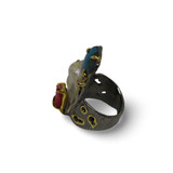 Multi Gemstone Statement Ring with Mother of Pearl, Turquoise and Coral  