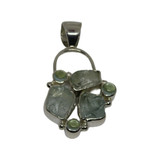 Obsidian Natural Raw Gemstone  Sterling Silver Pendant