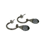 Faceted Crystal Drop Hoop Earrings in Sterling Silver 