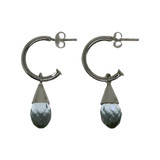 Faceted Crystal Drop Hoop Earrings in Sterling Silver 