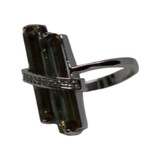 Zultanite Color Change Double Bar Ring in Silver with Marcasite Stones