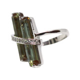 Zultanite Color Changing Double Bar Ring in Silver with Marcasite Stones