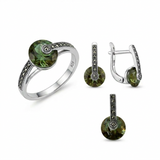 Zultanite Color Changing Spinner Set in Silver with Marcasite