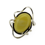 Baltic Amber - Modern Swirl Large Oval Butterscotch Amber Ring