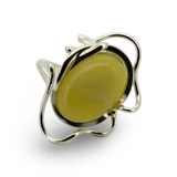 Baltic Amber - Modern Swirl Large Oval Butterscotch Amber Ring