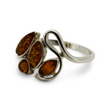 Baltic Amber  - Multi Stone Cognac Amber Abstract Statement Ring