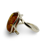 Baltic Amber -  Large Oval Cognac Amber Modern Statement Ring