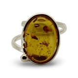 Baltic Amber -  Large Oval Cognac Amber Modern Statement Ring