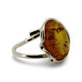 Baltic Amber -  Large Oval Cognac Amber Modern Statement Ring