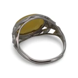 Baltic Amber - Butterscotch Amber Leaf Filigree VIntage Style Ring in Sterling Silver
