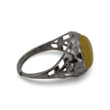 Baltic Amber - Butterscotch Amber Leaf Filigree VIntage Style Ring in Sterling Silver