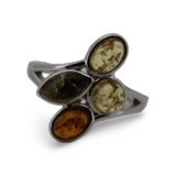 Baltic Amber - Multicolor Asymmetrical Cluster Amber Ring