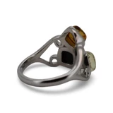 Baltic Amber - Multicolor Geometric Cluster Amber Modern Ring