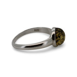 Baltic Amber - Solitaire Green Amber Minimalist Stackable Silver Ring
