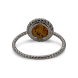 Baltic Amber – Honey Amber Cabochon Halo Ring with Twisted Rope Style