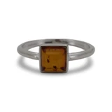 Baltic Amber – Square Cognac Amber Minimalist Stackable Ring 