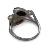 Baltic Amber - Multicolor Leaf Amber Swirl Sterling Silver Ring