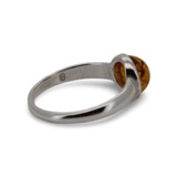 Baltic Amber - Solitaire Cognac Amber Minimalist Stackable Silver Ring