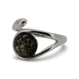 Baltic Amber - Sterling Silver Green Amber Open Wrap Modern Ring