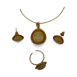 Baltic Amber Jewelry Set - Rounded Shape Butterscotch Amber Set in Gold Tone