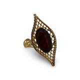 Baltic Amber Jewelry Set - Dark Cherry Amber CZ Accents In Gold Tone