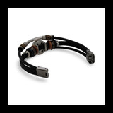 Baltic Amber Multistrand Leather Bracelet with Round Amber Centerpiece and Mixed Beads 