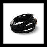 Baltic Amber Multi-strand Leather Bracelet with Round Mosaic Amber Centerpiece
