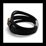 Baltic Amber Multi-strand Leather Bracelet with Round Mosaic Amber Centerpiece