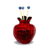Pomegranate Toothpick Holder Vase with Evil Eye Picks