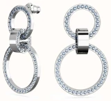 Swarovski Hollow Hoop Earrings with Blue Crystals