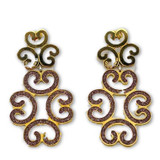 Large Earrings from Louis XIV Collection in Rose Gold Plated Bronze