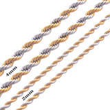 Men's Stainless Steel and Gold Plated Twisted Rope Chain/Necklace (24")