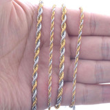 Men's Stainless Steel and Gold Plated Twisted Rope Chain/Necklace (4mm-24")