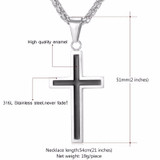 Men's Stainless Steel Cross Pendant, Black