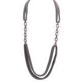 Adami and Martucci Silver Mesh Long Necklace with Silver Links