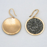 Rose Gold Plated Circle Earrings with Black Glam