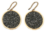 Rose Gold Plated Circle Earrings with Black Glam