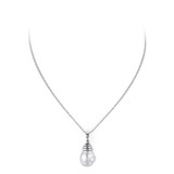 White Barrel Shape Pearl Pendant with Three-Layer Cup