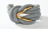 Adami and Martucci Silver Mesh Bracelet With Large Yellow Gold Loop