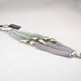  Adami & Martucci 3-String Silver Mesh Bracelet with Double Tear Drops