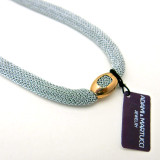 Adami & Martucci Silver Mesh Necklace with Gold Beads and Pearls