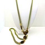 Adami & Martucci Gold Mesh Necklace with Tiger's Eye Stones