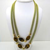 Adami & Martucci Gold Mesh Necklace with Tiger's Eye Stones